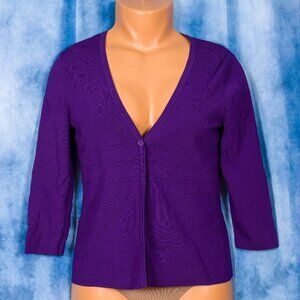 Like New Cable & Gage 3/4 Length Sleeved Purple Cardigan  Sweater  Size Medium